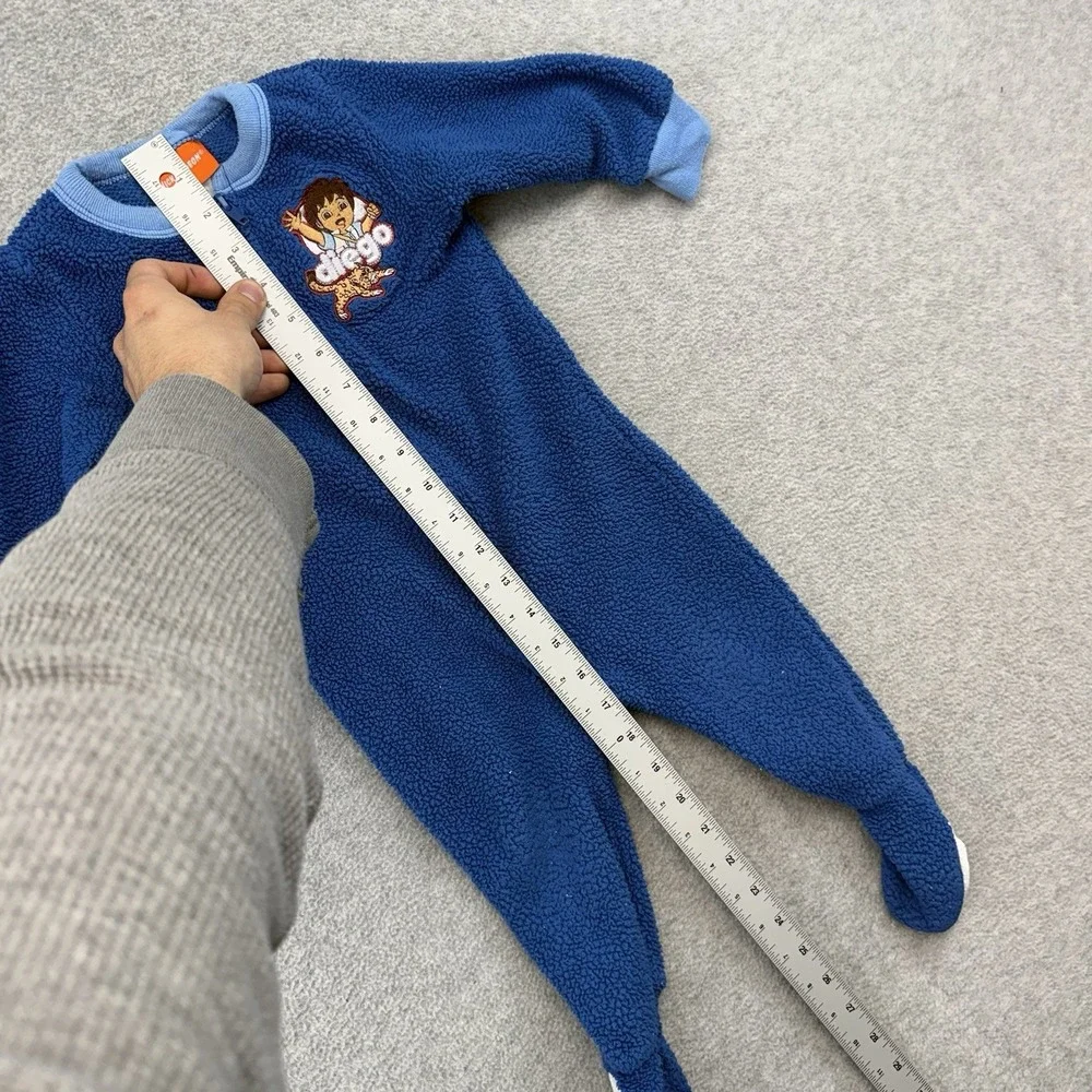 Y2K Go Diego Go Nick‎ Jr Embroidered Onezy Footsie Boys Baby 18M Blue 2008 VTG